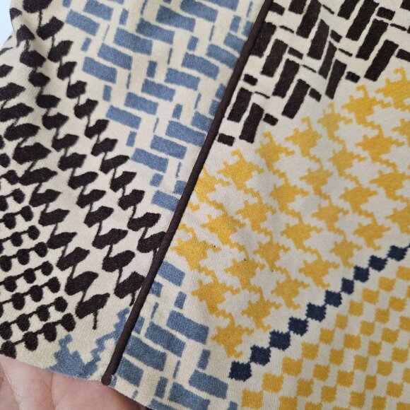 Anthropologie Maeve Velvet Houndstooth Patchwork Skirt Sz 8 Mustard‎ Brown Ivory - Picture 8 of 8